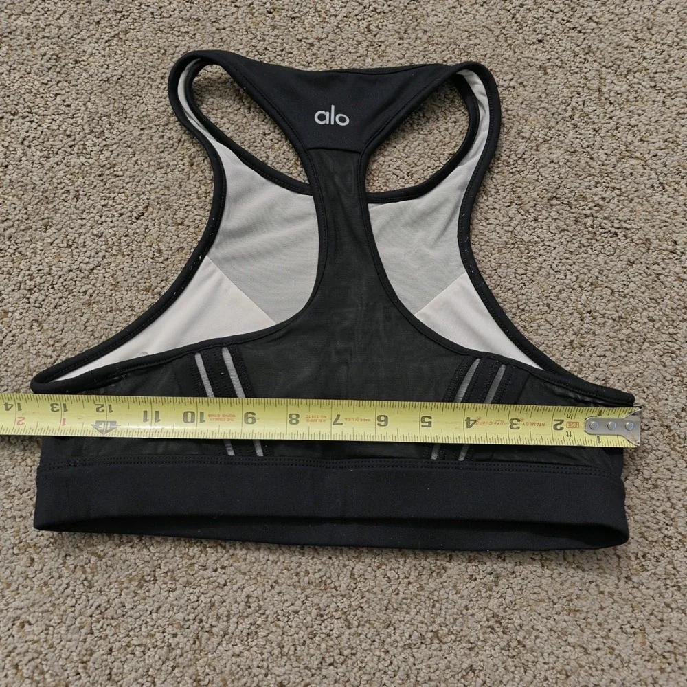 Alo Yoga Black High Neck‎ Mesh Racerback Sports Bra Small Activewear